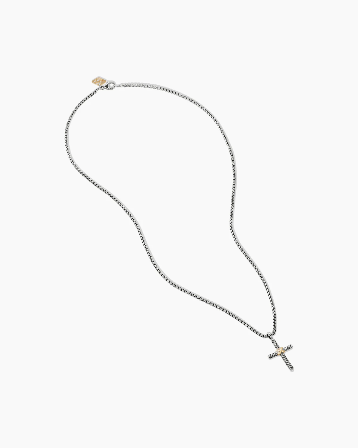 Petite X Cross Necklace Sterling Silver with 14K Yellow Gold, 24mm