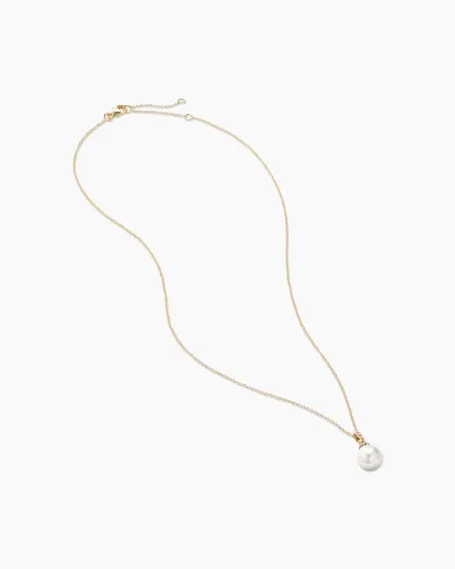 Solari Pendant Necklace 18K Yellow Gold with Pearl and Diamonds, 8mm