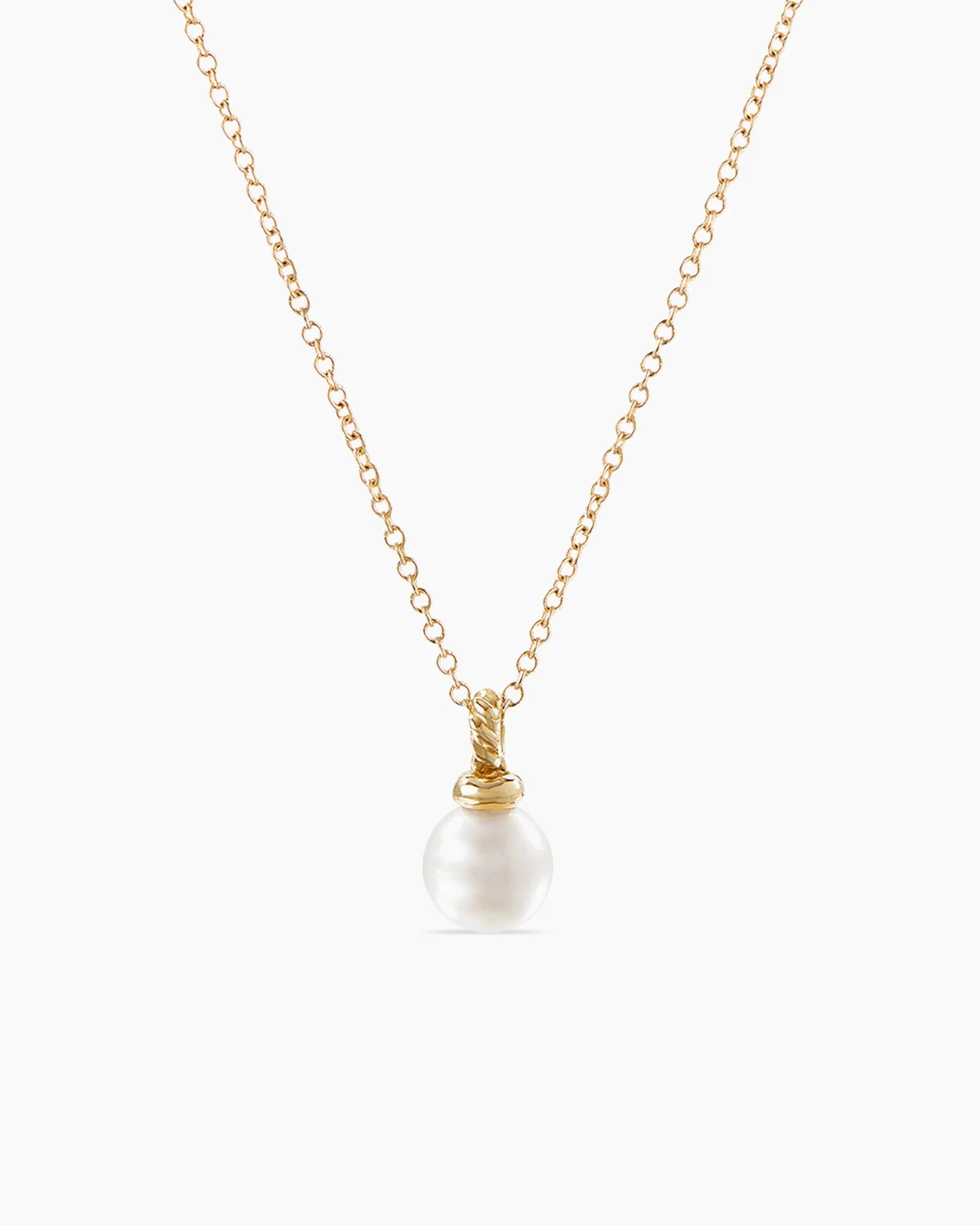 Petite Solari Pendant Necklace 18K White Gold with Pearl and Diamonds, 11.5mm