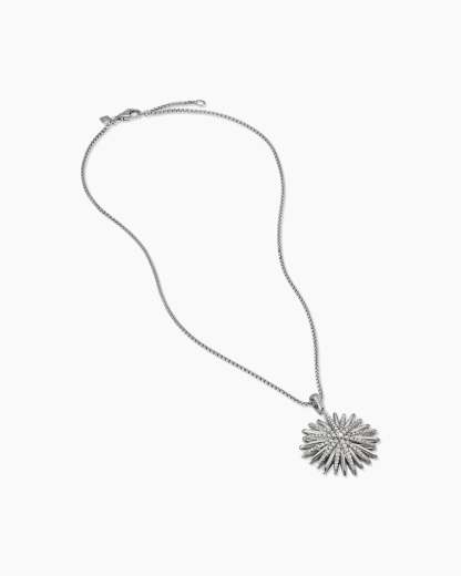 Starburst Pendant Sterling Silver with Diamonds, 32mm
