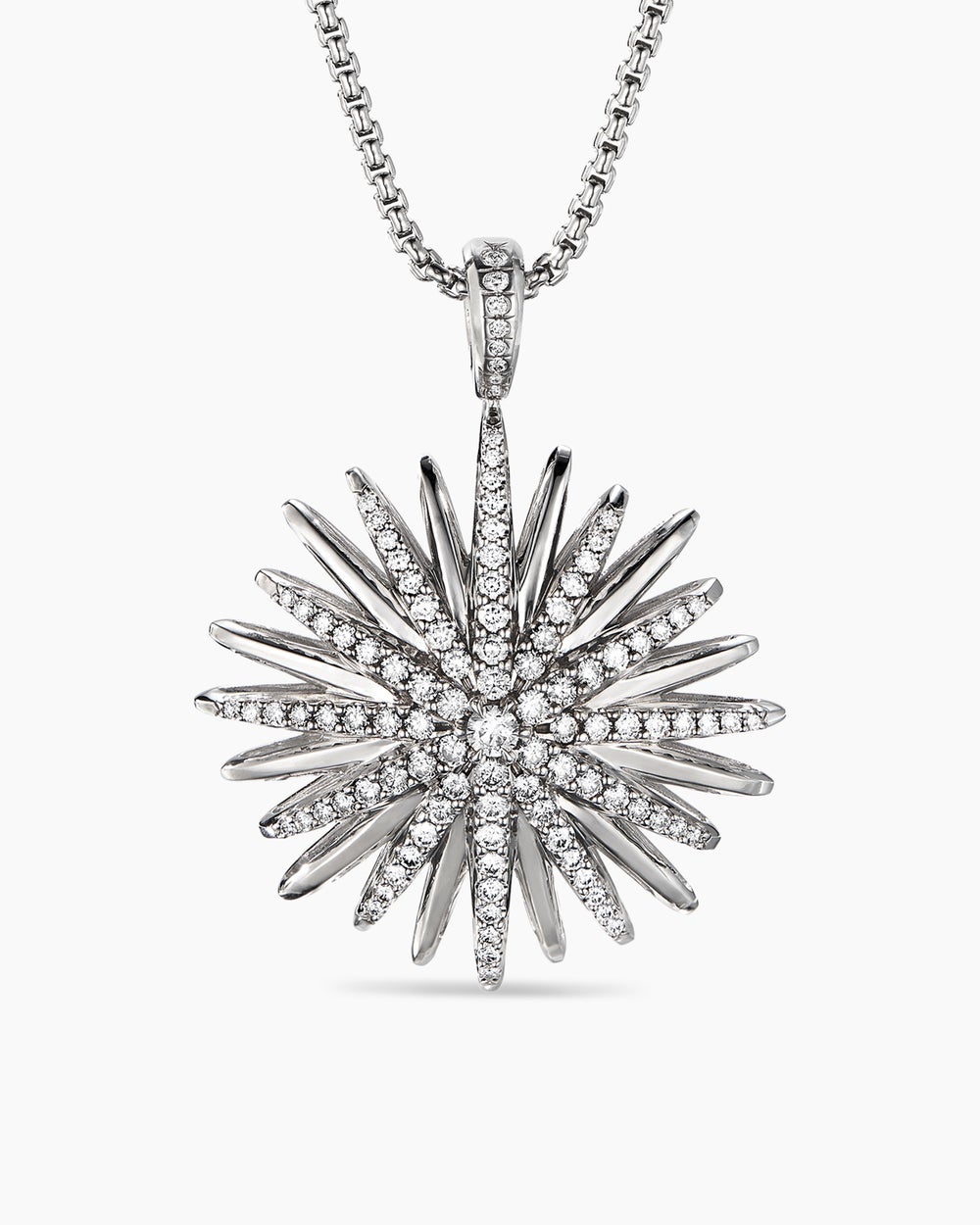 Starburst Pendant Sterling Silver with Diamonds, 32mm