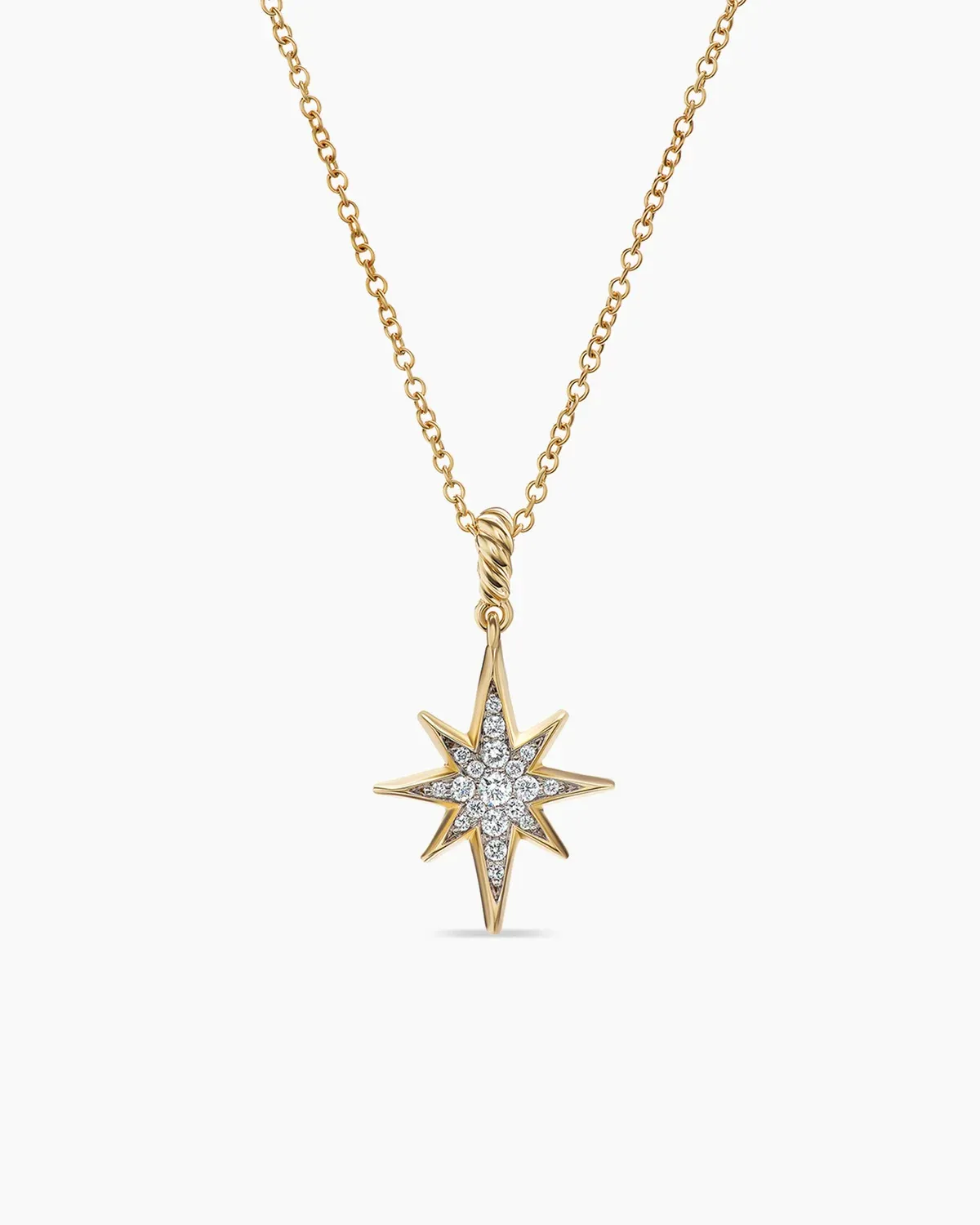 Cable Collectibles庐 North Star Necklace 18K Yellow Gold with Pav茅 Diamonds, 21.6mm