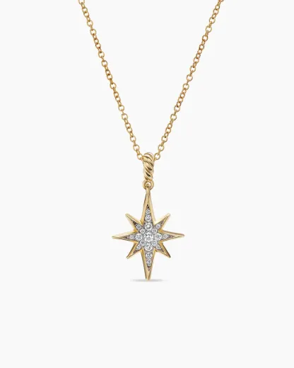 Cable Collectibles庐 North Star Necklace 18K Yellow Gold with Pav茅 Diamonds, 21.6mm