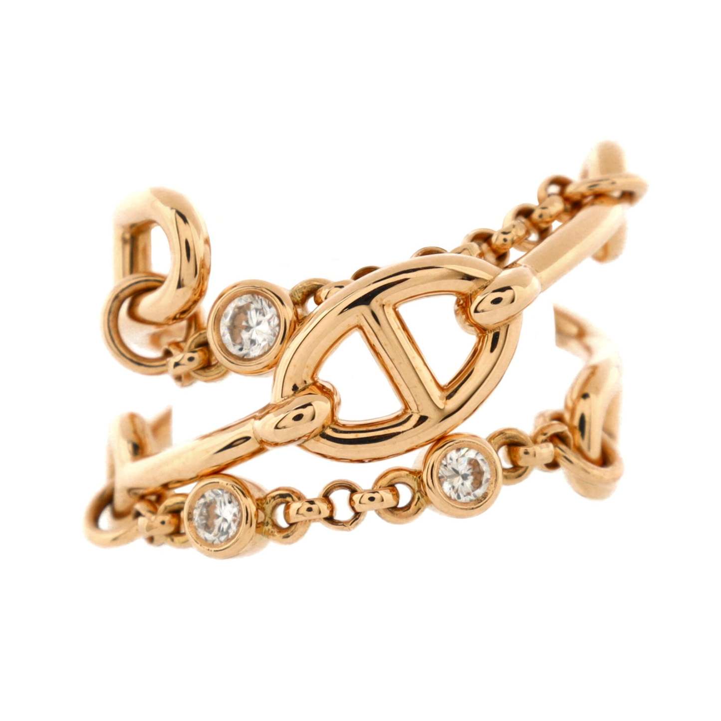 Chaine d'Ancre Chaos Ring 18K Rose Gold with Diamonds Medium