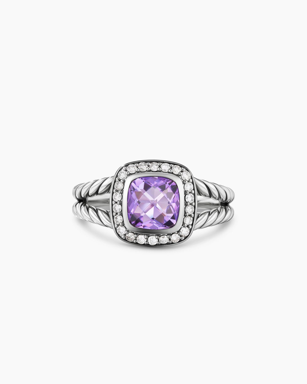 Petite Albion庐 Ring Sterling Silver with Amethyst and Diamonds, 7mm