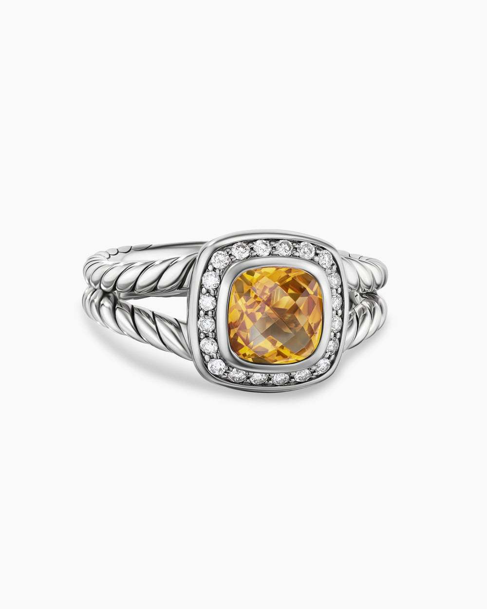Petite Albion庐 Ring Sterling Silver with Citrine and Diamonds, 7mm