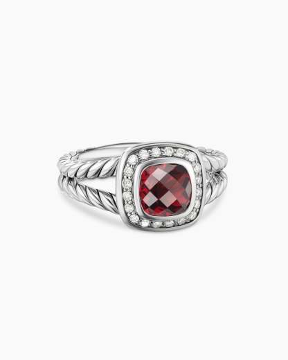 Petite Albion庐 Ring Sterling Silver with Garnet and Diamonds, 7mm