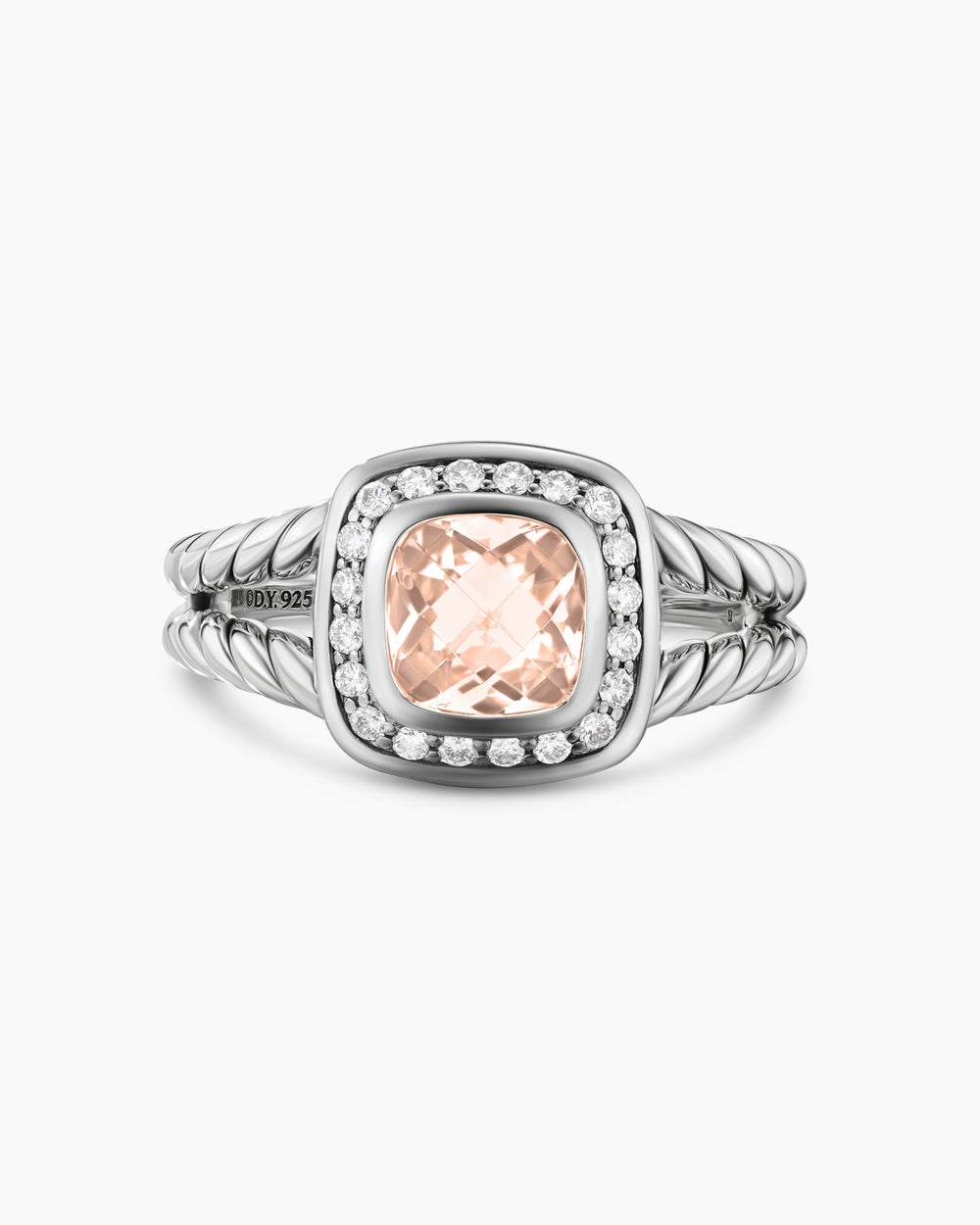 Petite Albion庐 Ring Sterling Silver with Morganite and Diamonds, 7mm