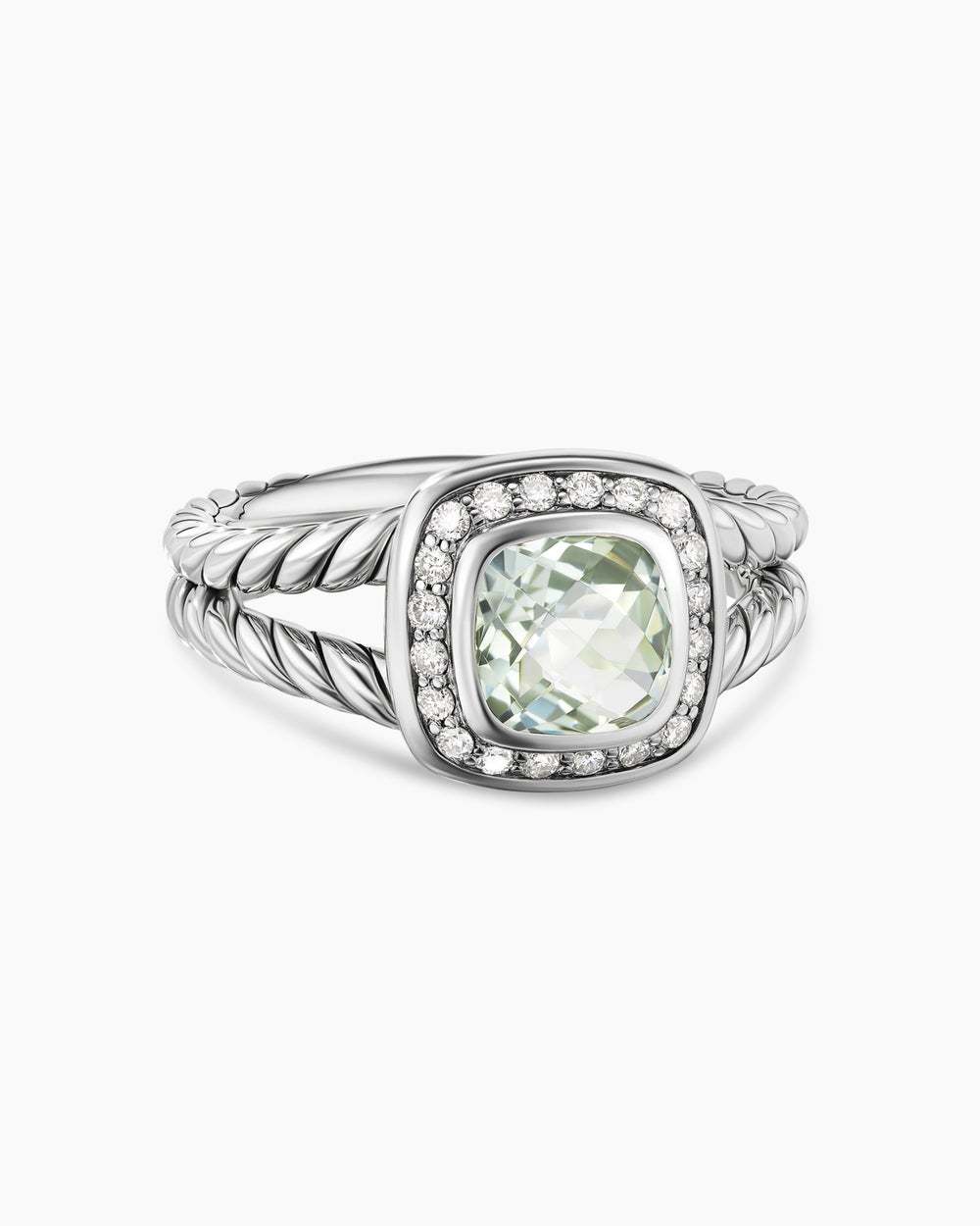 Petite Albion庐 Ring Sterling Silver with Prasiolite and Diamonds, 7mm