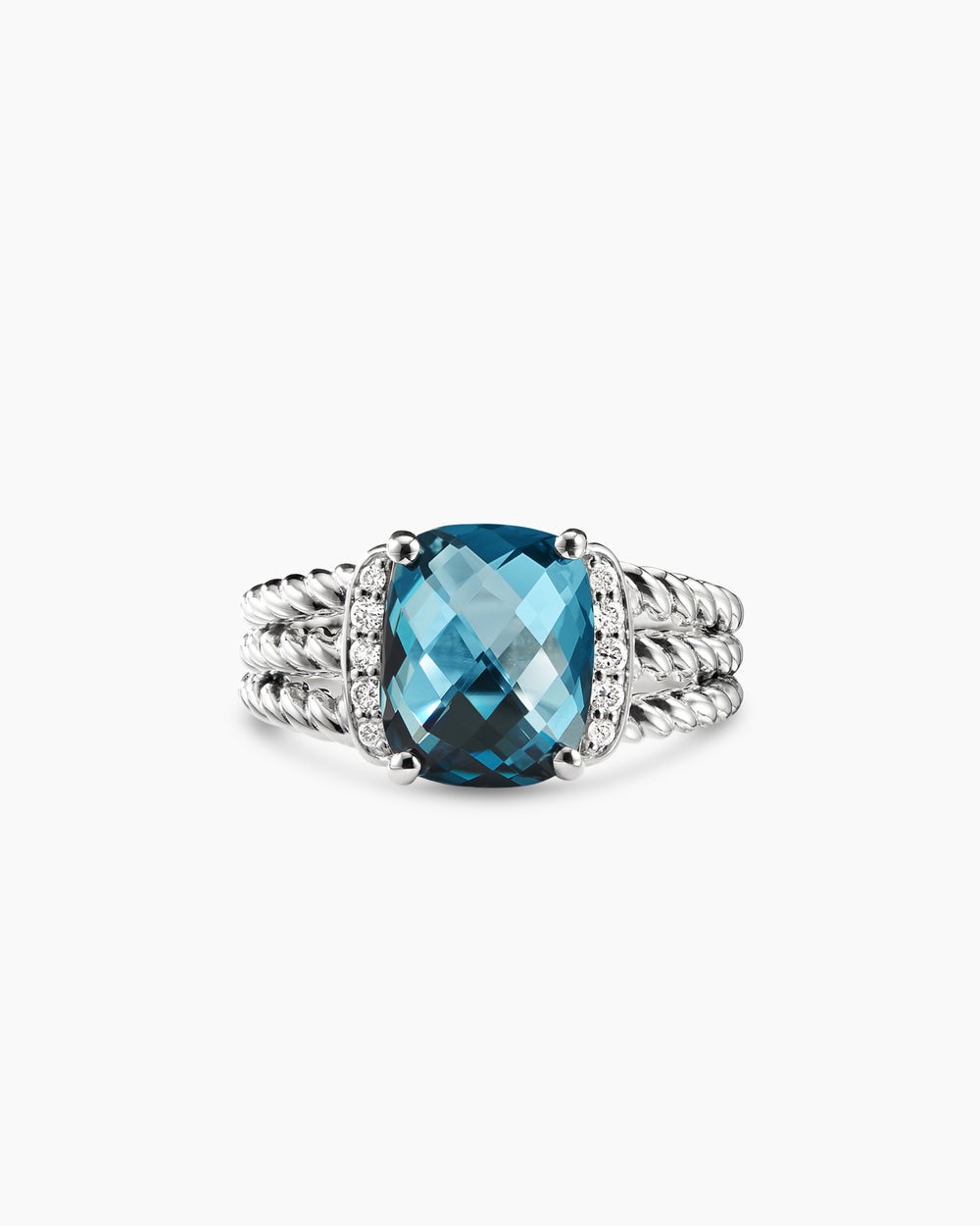 Petite Wheaton庐 Sterling Silver with Hampton Blue Topaz and Diamonds, 10mm