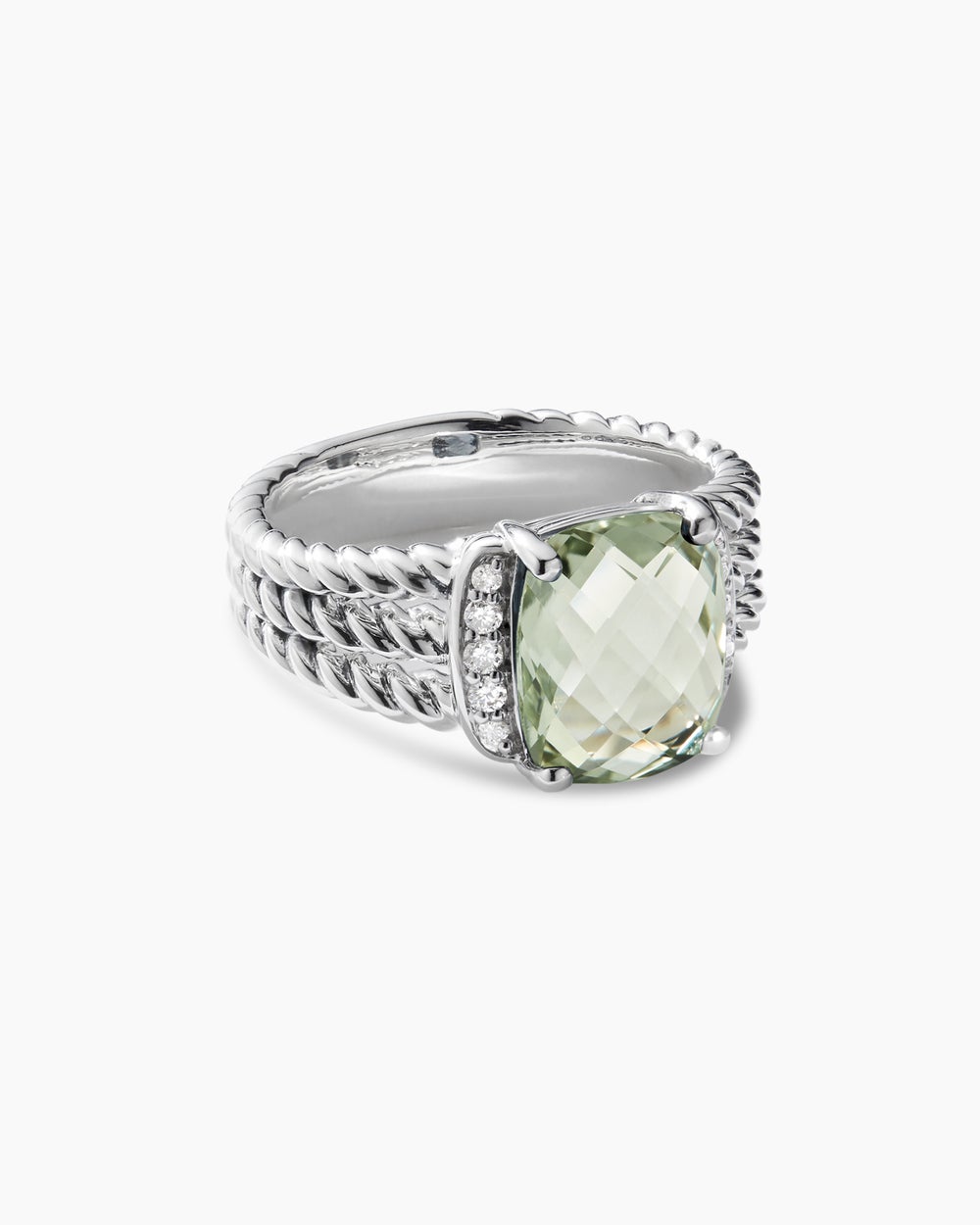 Petite Wheaton庐 Sterling Silver with Prasiolite and Diamonds, 10mm