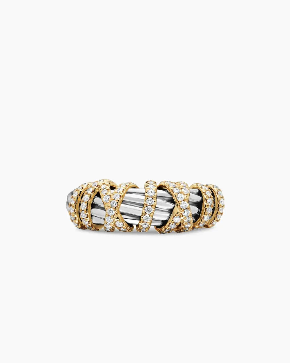 Helena Ring Sterling Silver with 18K Yellow Gold and Diamonds, 7.7mm