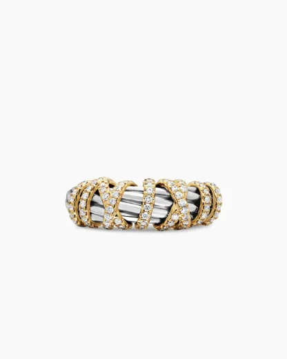 Helena Ring Sterling Silver with 18K Yellow Gold and Diamonds, 7.7mm