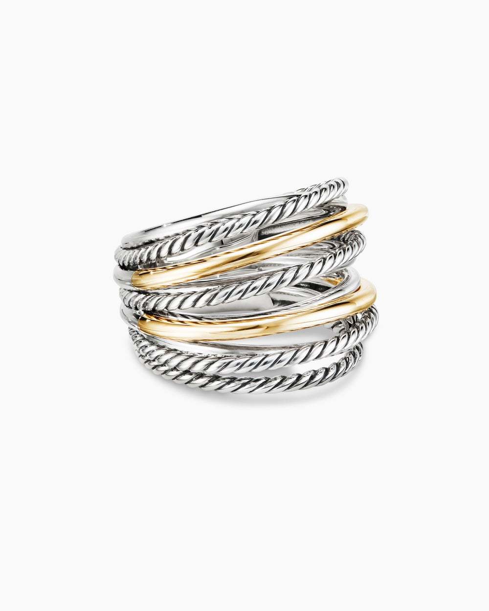 Crossover Ring Sterling Silver with 18K Yellow Gold, 17.8mm