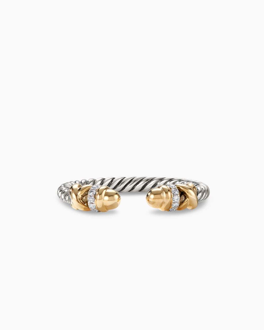Petite Helena Ring Sterling Silver with 18K Yellow Gold Domes and Diamonds, 2.5mm