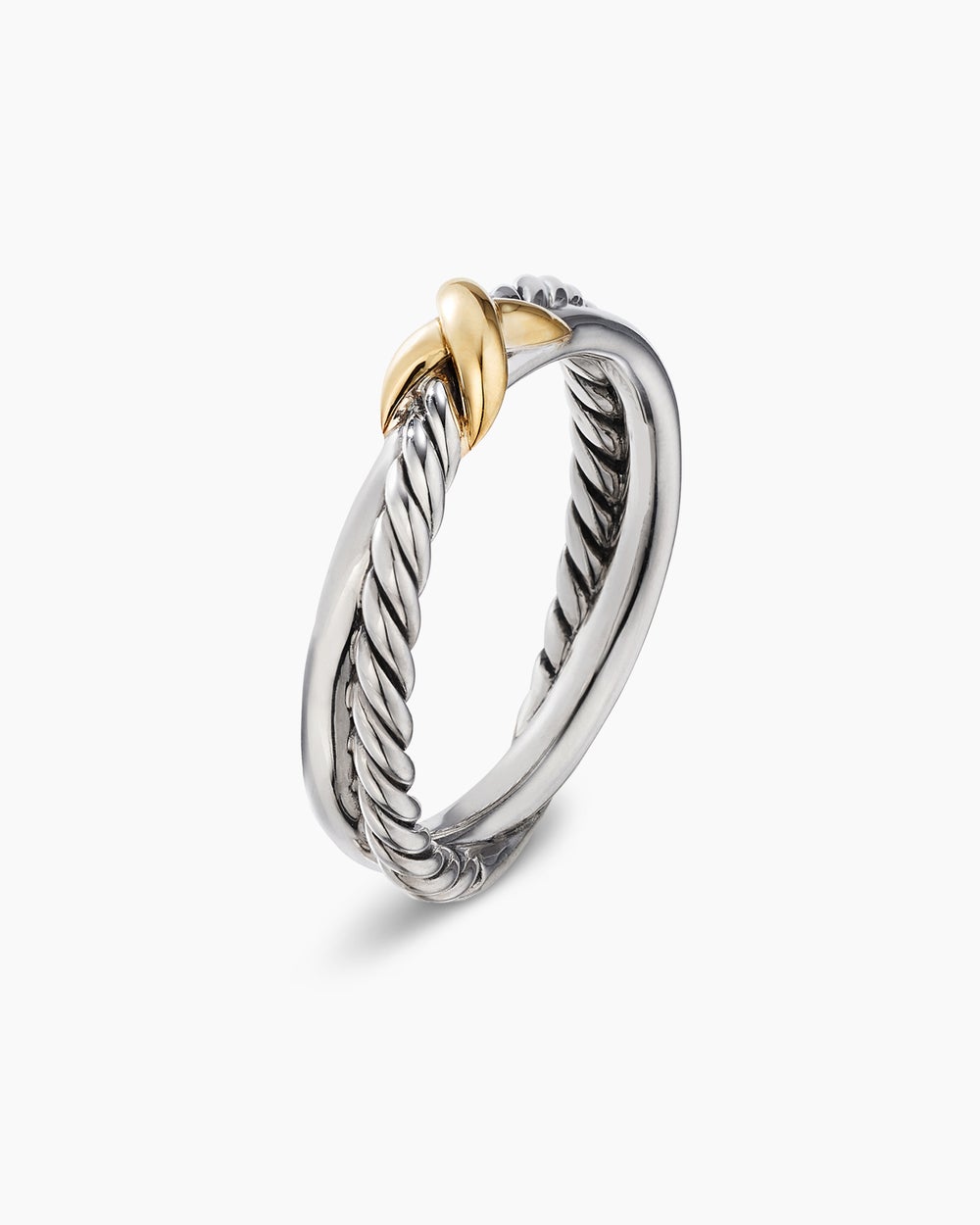 Petite X Ring Sterling Silver with 18K Yellow Gold, 4mm