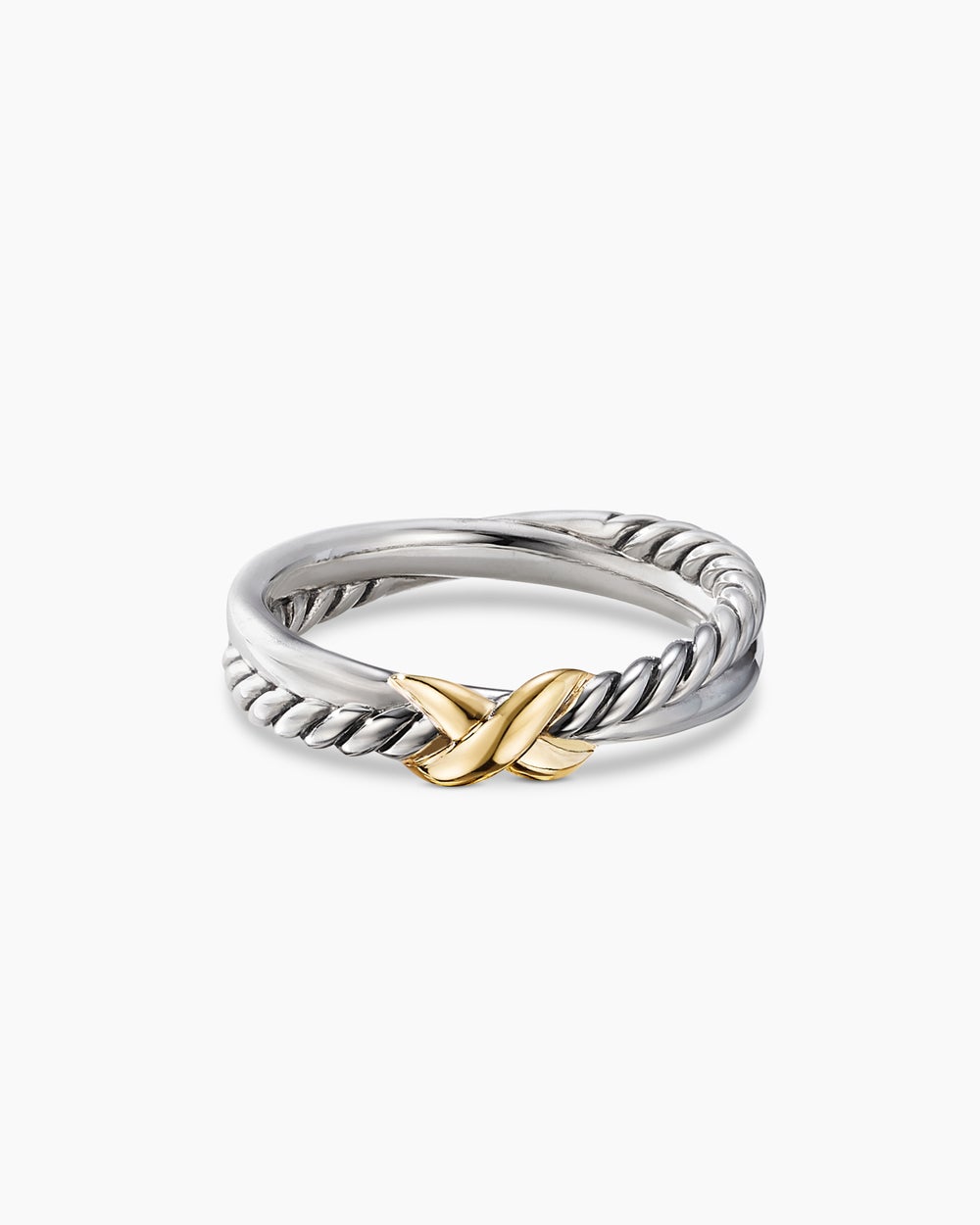 Petite X Ring Sterling Silver with 18K Yellow Gold, 4mm