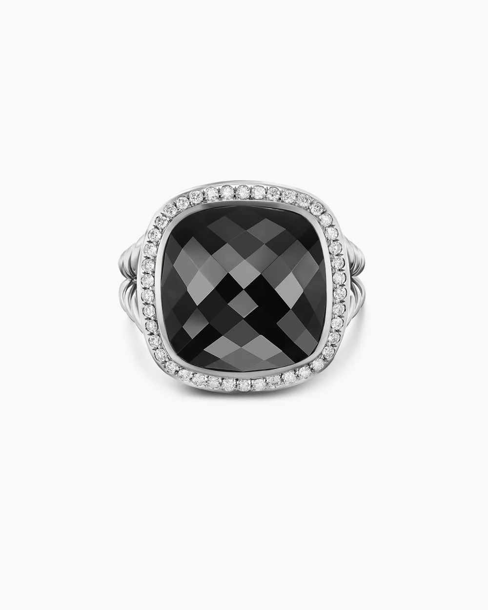 Albion® Ring Sterling Silver with Black Onyx and Diamonds, 14mm