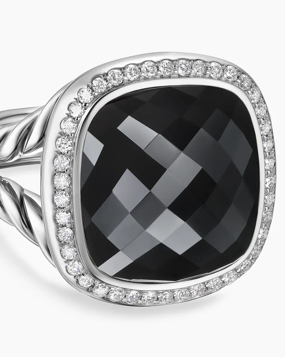 Albion® Ring Sterling Silver with Black Onyx and Diamonds, 14mm