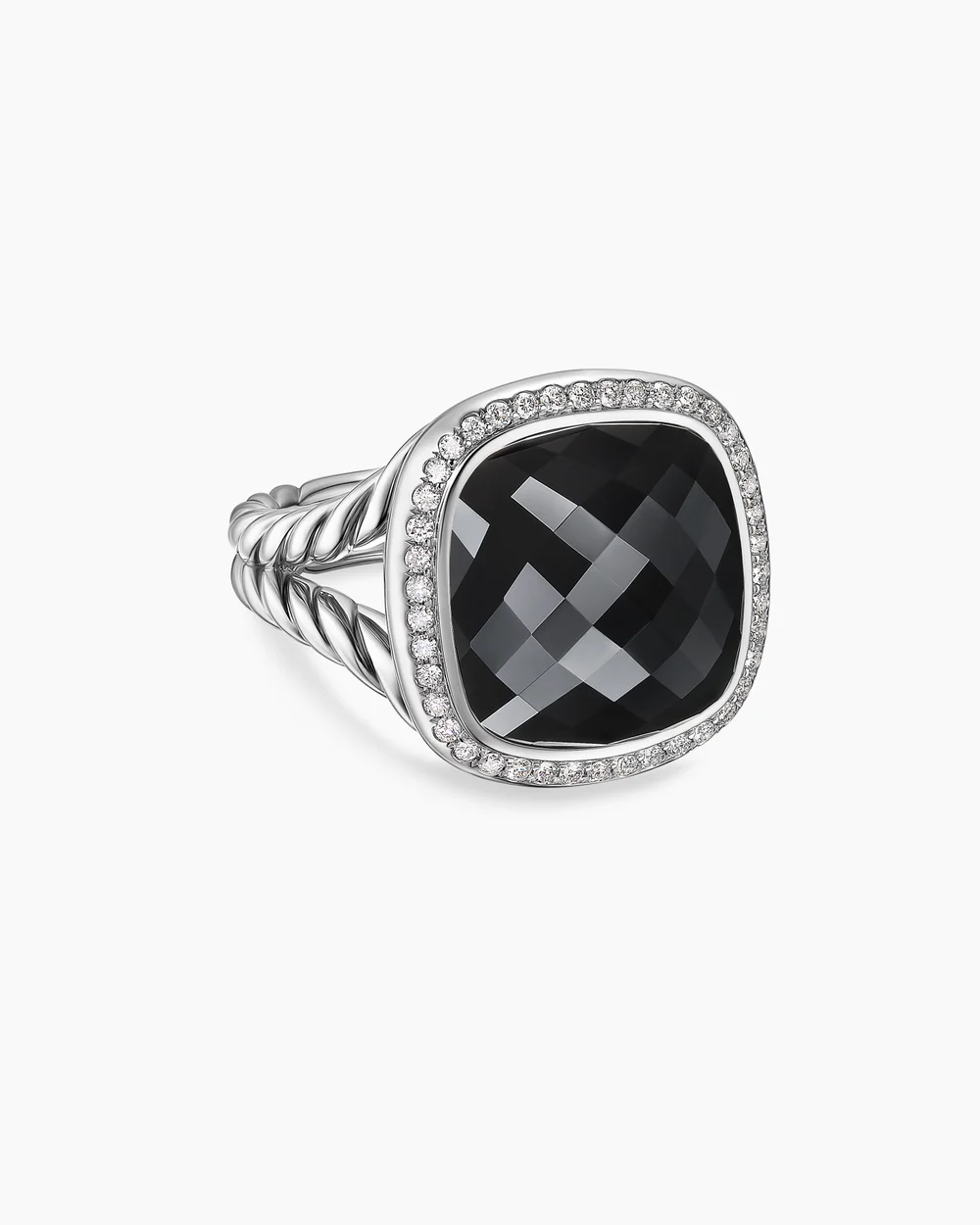 Albion® Ring Sterling Silver with Black Onyx and Diamonds, 14mm