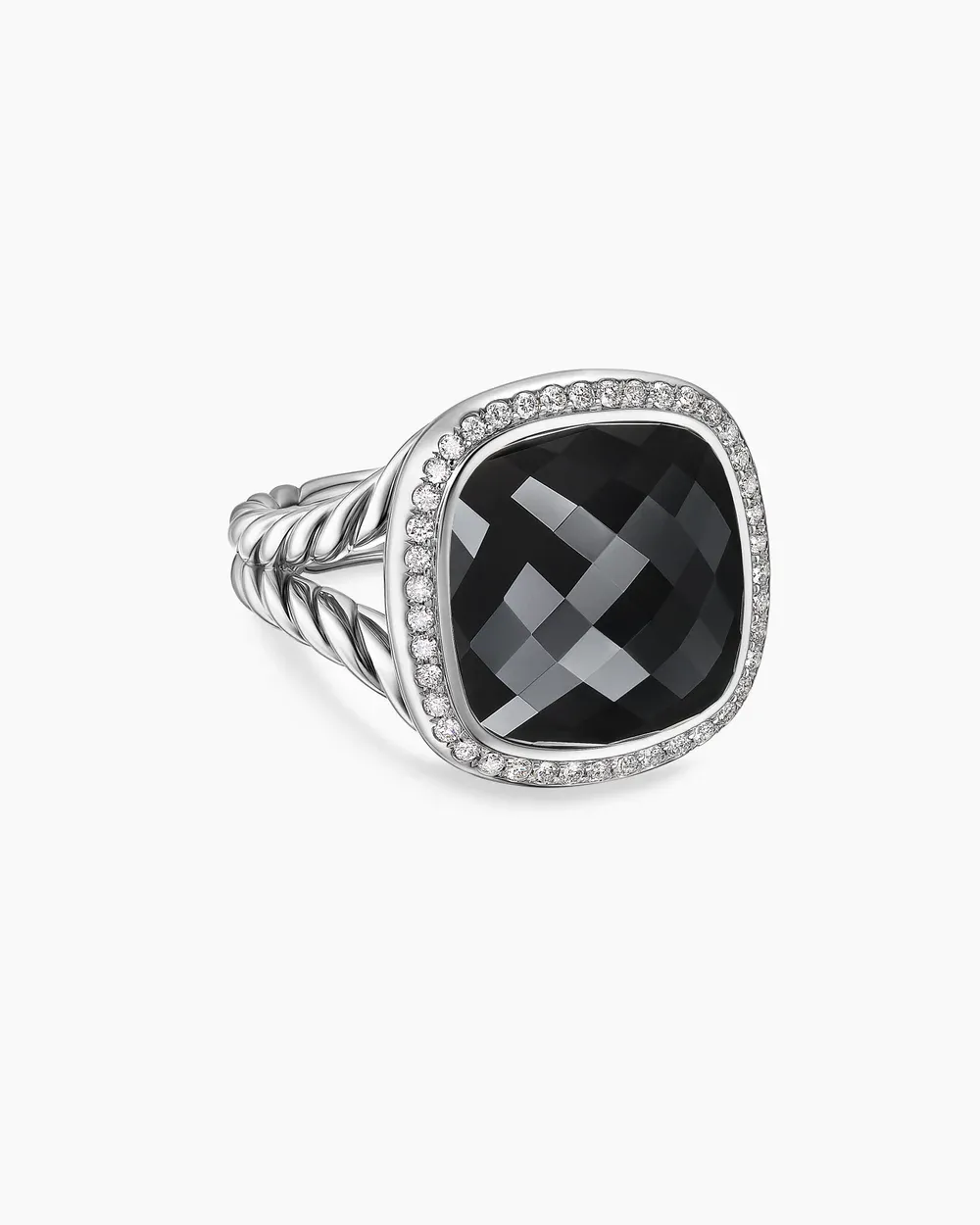 Albion® Ring Sterling Silver with Black Onyx and Diamonds, 14mm
