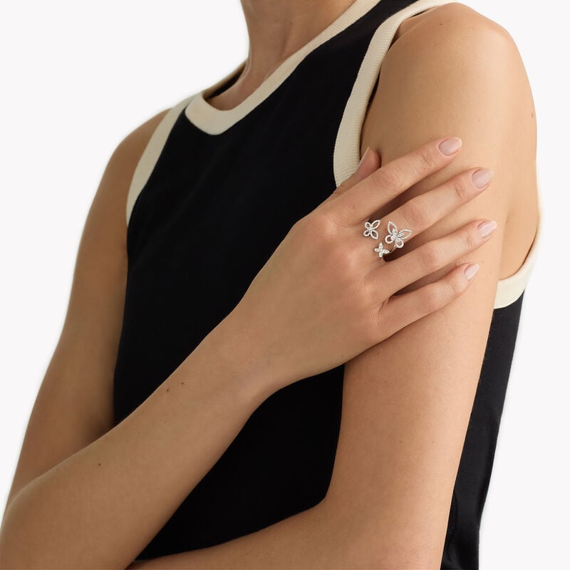 Triple Butterfly Silhouette Diamond Ring