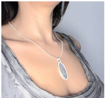 Sterling Silver Oval Charm Necklace