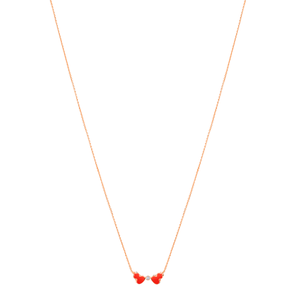 Wulu necklace in 18K rose gold with diamonds and red HyCeram®