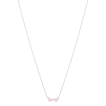 Wulu necklace in 18K white gold with diamond and pink HyCeram®