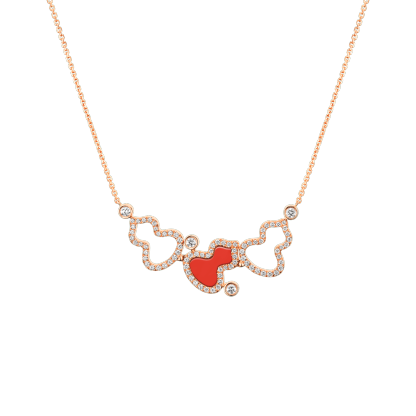 Wulu necklace in 18K rose gold with diamonds and red agate