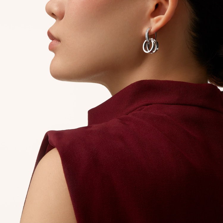 LOVE EARRINGS, MULTIWEAR, HALF-PAVED