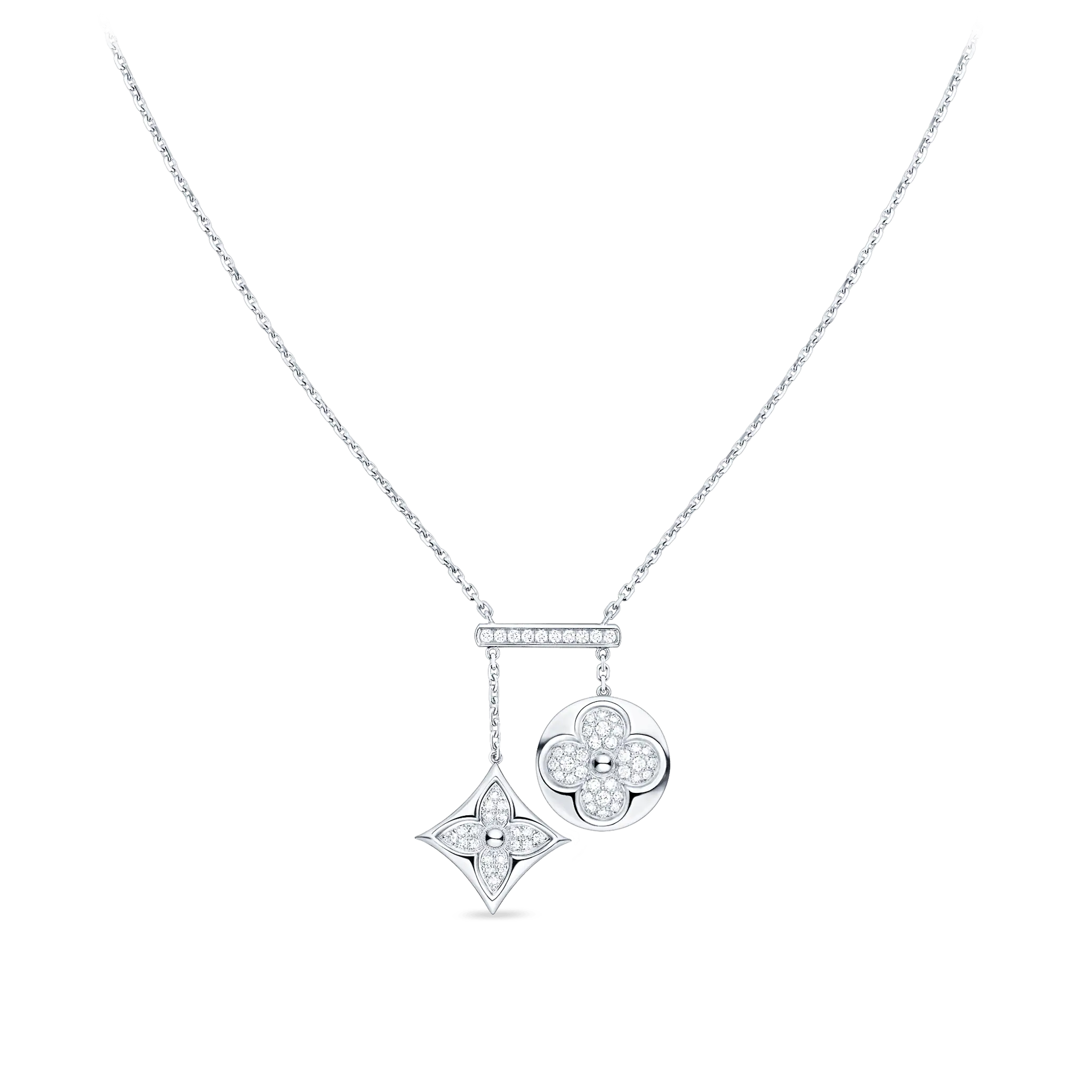 Color Blossom Neglige Necklace, White Gold And Diamonds