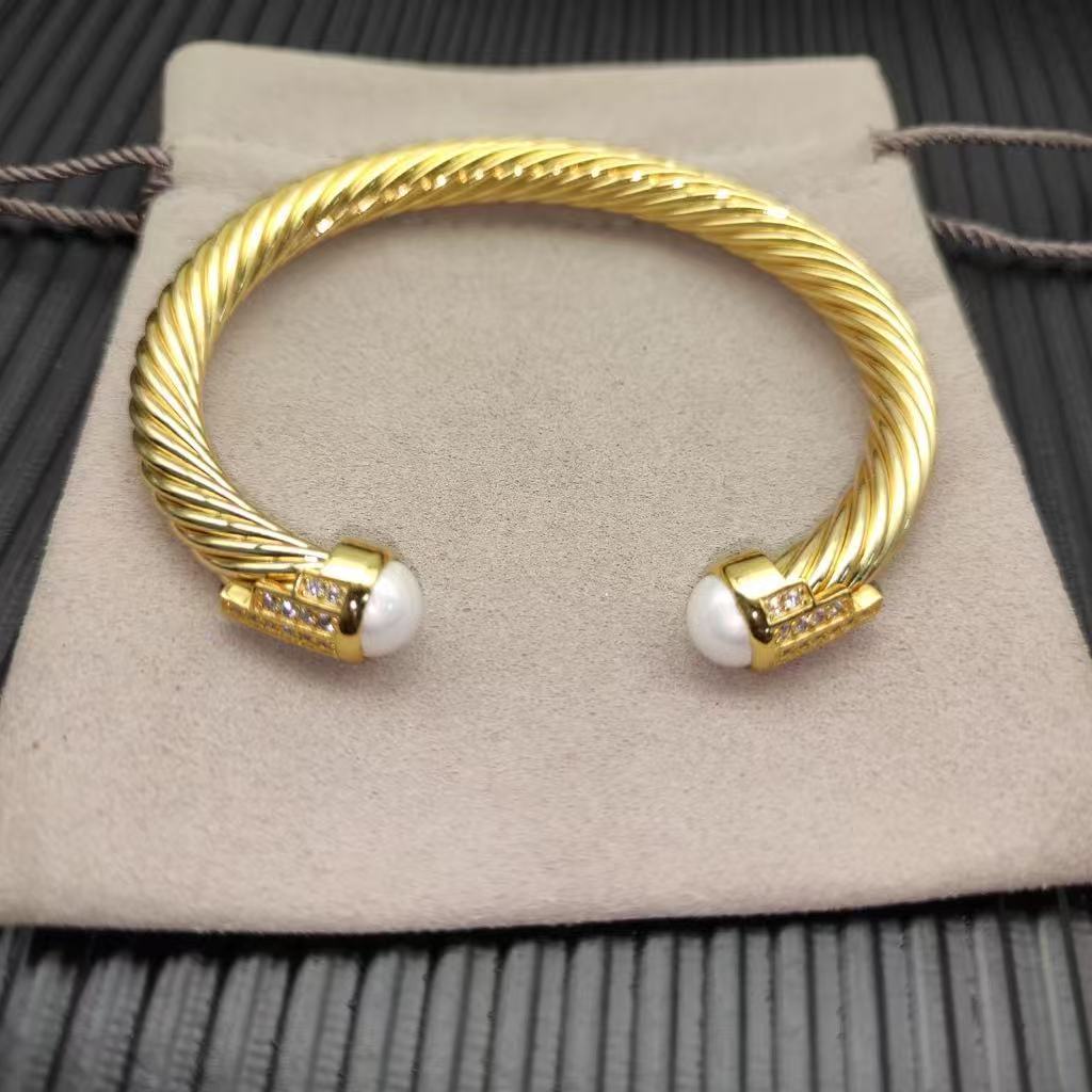 7mm Cable Bracelet with Pearls & Diamond Accents