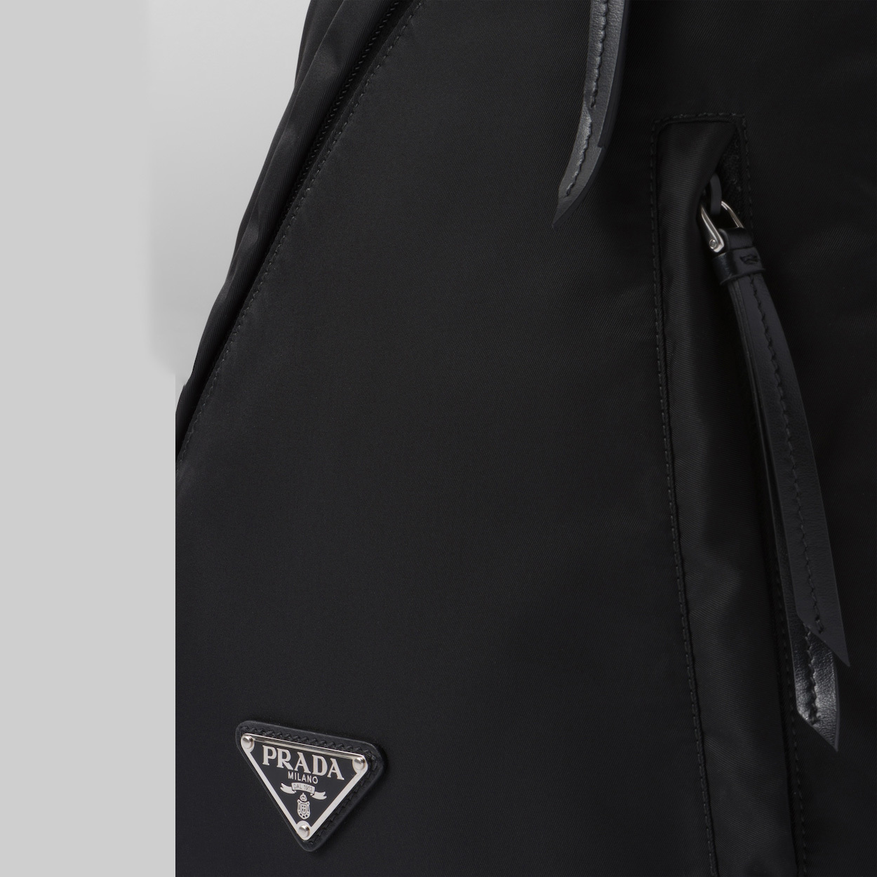 Re-Nylon and leather backpack