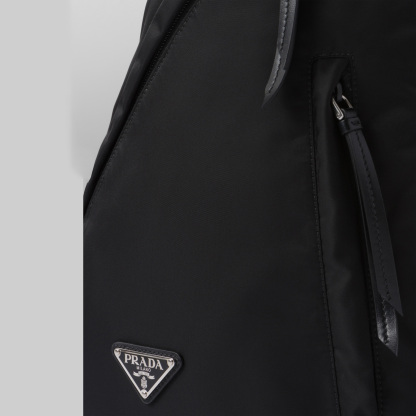 Re-Nylon and leather backpack