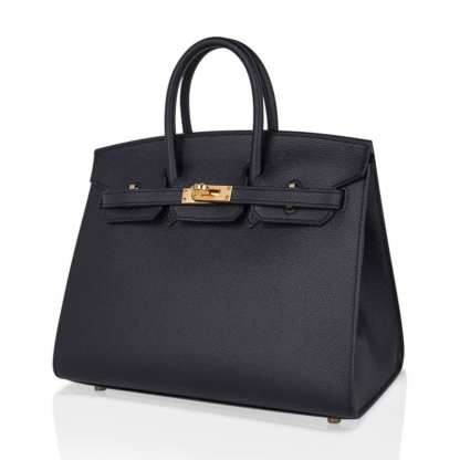 Birkin Sellier 25 Black Gold Hardware Epsom Leather New w/Box