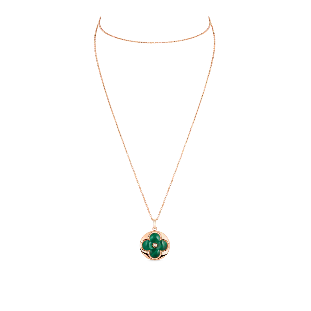 Color Blossom XL Medallion, Pink Gold, Malachite and Diamond