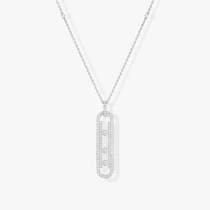 Move 10th SM Necklace White Gold Diamond Necklace