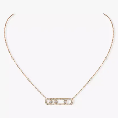 Move Pavé Pink Gold Diamond Necklace