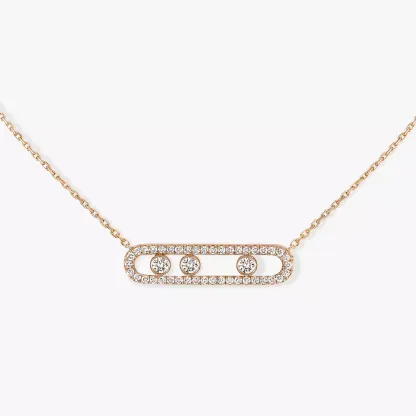 Move Pavé Pink Gold Diamond Necklace