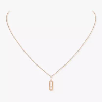 Move Uno Long Necklace Pink Gold Diamond Necklace
