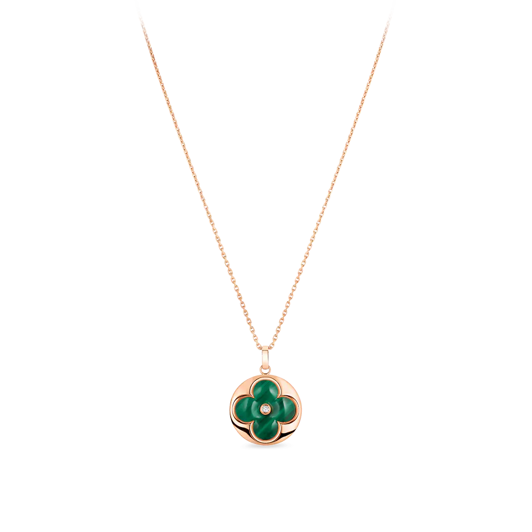 Color Blossom XL Medallion, Pink Gold, Malachite and Diamond