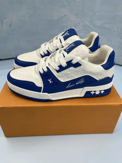 Lothtuis Vuithttton Men's Trainer Sneaker #54 Signature Blue White