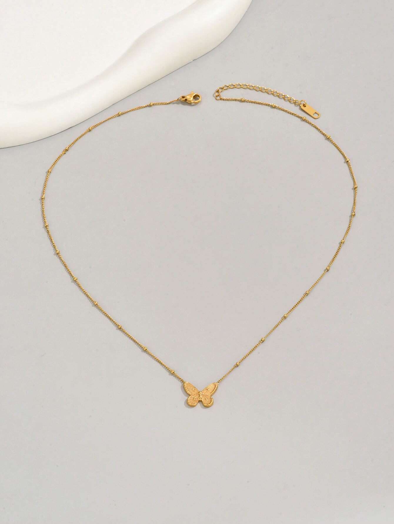 1pc Bow Ring Butterfly Gold Color Stainless Steel Necklace Suitable For Women's Daily Wear And Holiday Gift, Sister Gifts