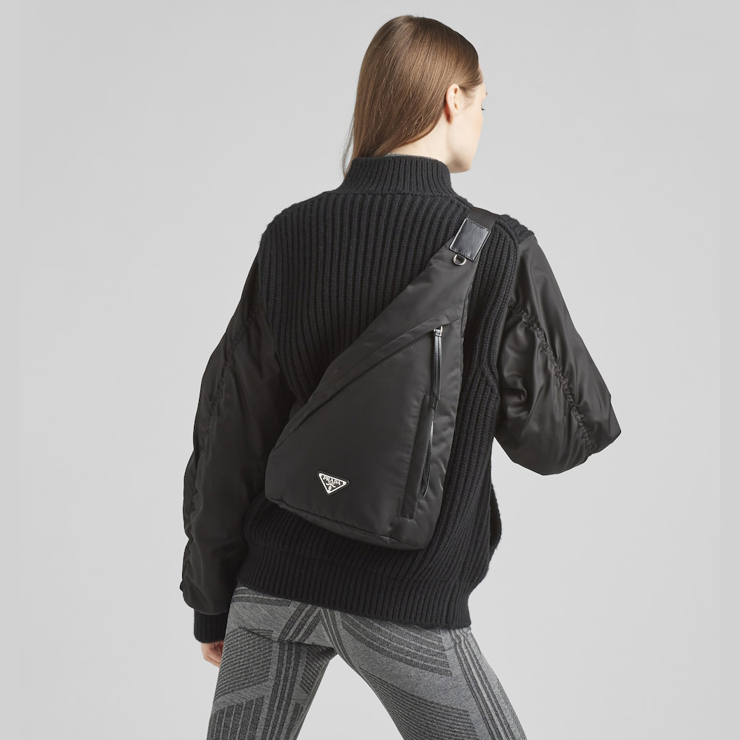 Re-Nylon and leather backpack