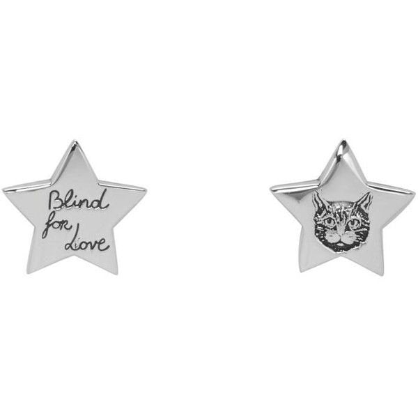 SILVER BLIND FOR LOVE STAR EARRINGS