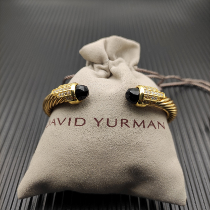 7mm Cable Bracelet with Black  & Diamond Accents