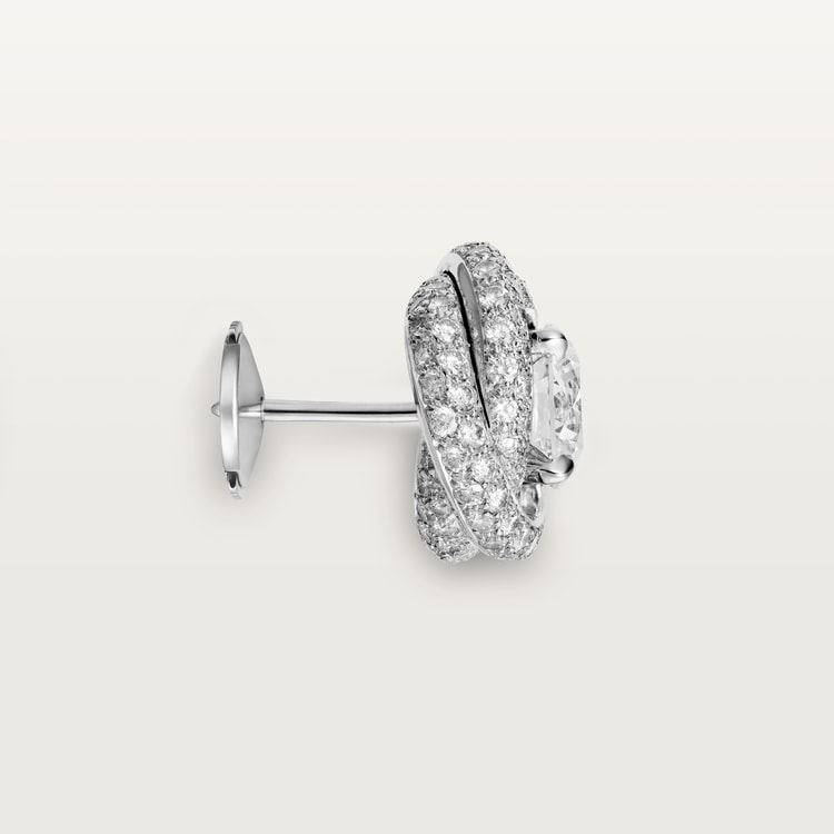 TRINITY RUBAN STUD EARRINGS, 2 BRILLIANT-CUT DIAMONDS, PAVED