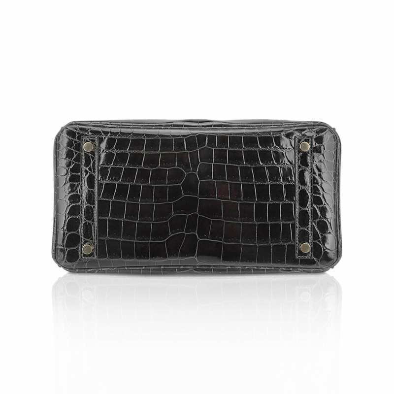 Birkin 30 Bag Graphite Niloticus Crocodile with Gold Hardware