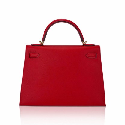 Kelly 32 Sellier Bag Rouge Casaque Epsom Leather with Gold Hardware